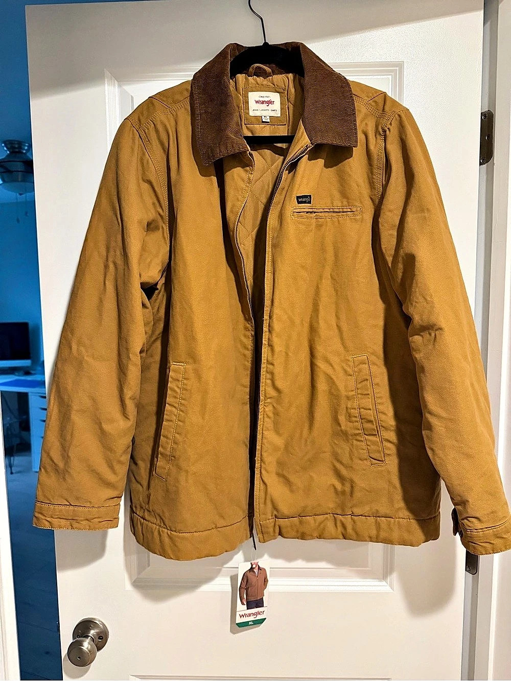 Wrangler Western Lined Canvas Barn Coat Men's Jacket Brown XL